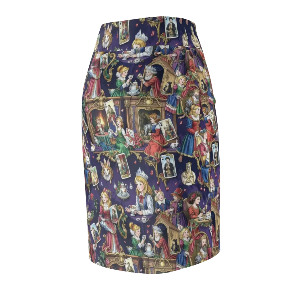 Wonderland Tableau on Pencil Skirt — Back Side