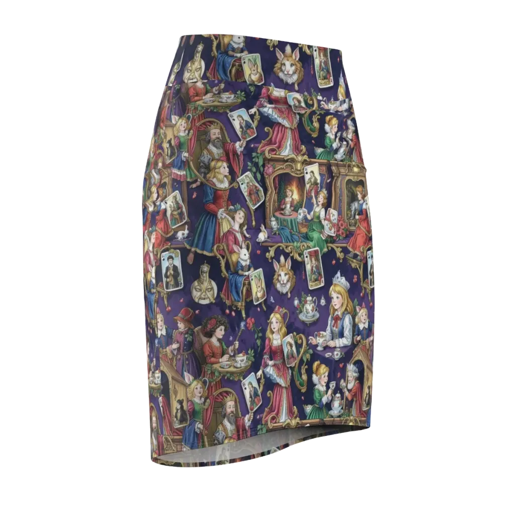 Wonderland Tableau on Pencil Skirt — Front Side