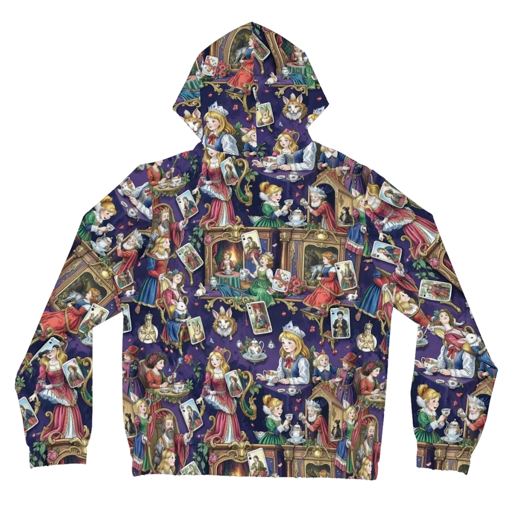 Wonderland Tableau on Women's Full-Zip Hoodie — Back
