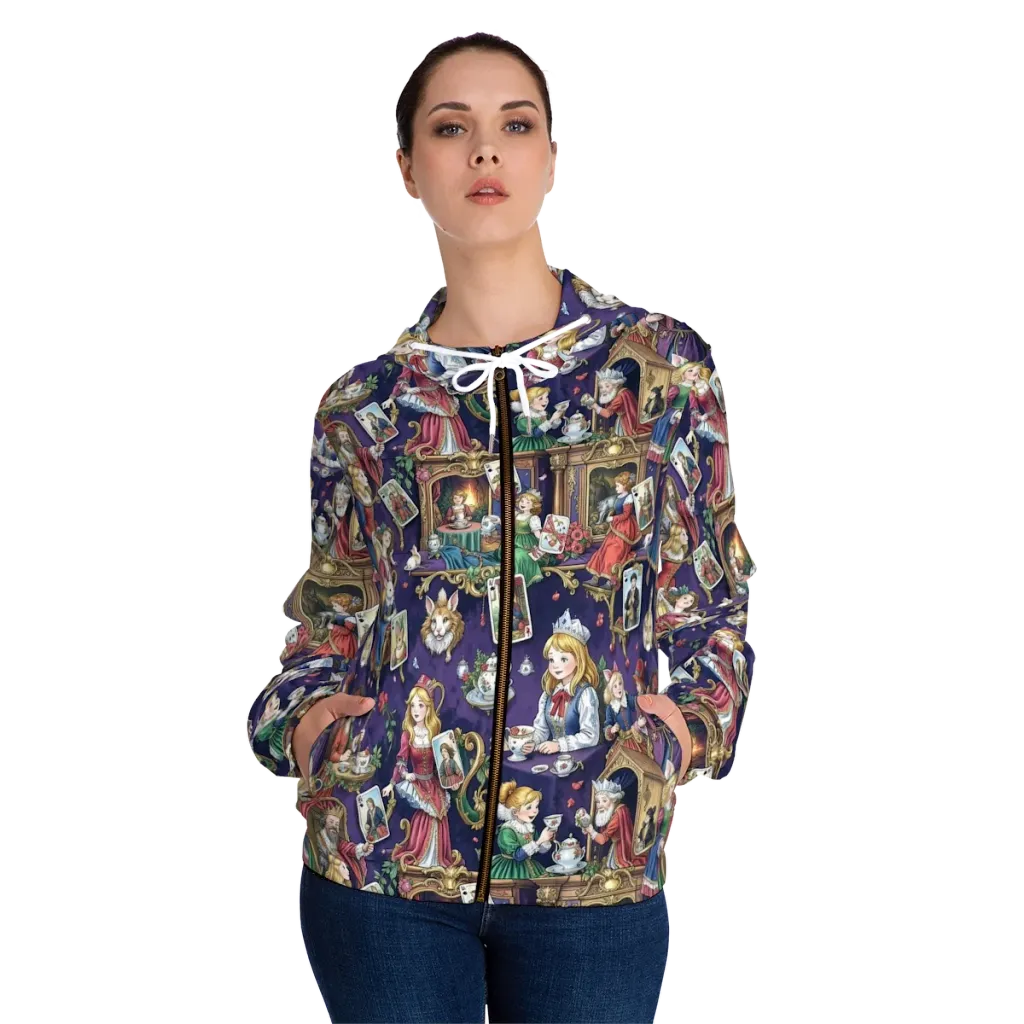 Wonderland Tableau on Women's Full-Zip Hoodie — Front On Person