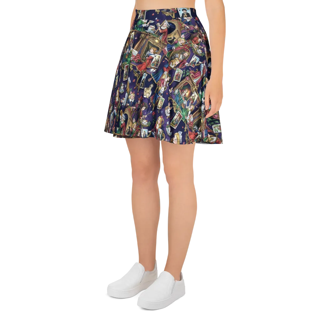 Wonderland Tableau on Skater Skirt — Left