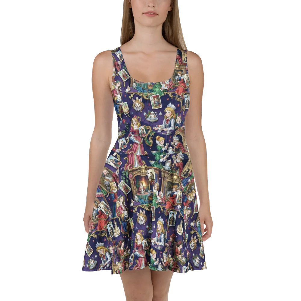 Wonderland Tableau on Skater Dress — Front