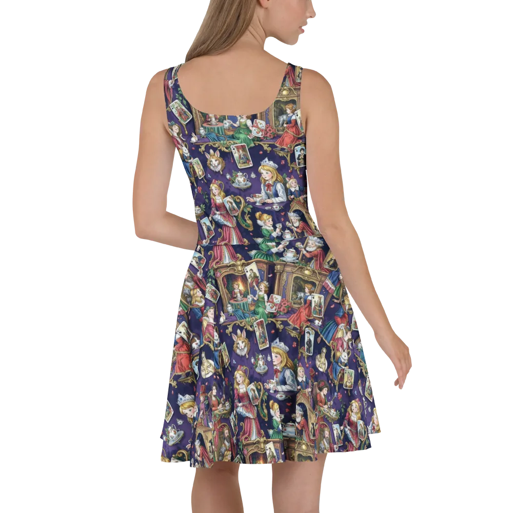 Wonderland Tableau on Skater Dress — Back
