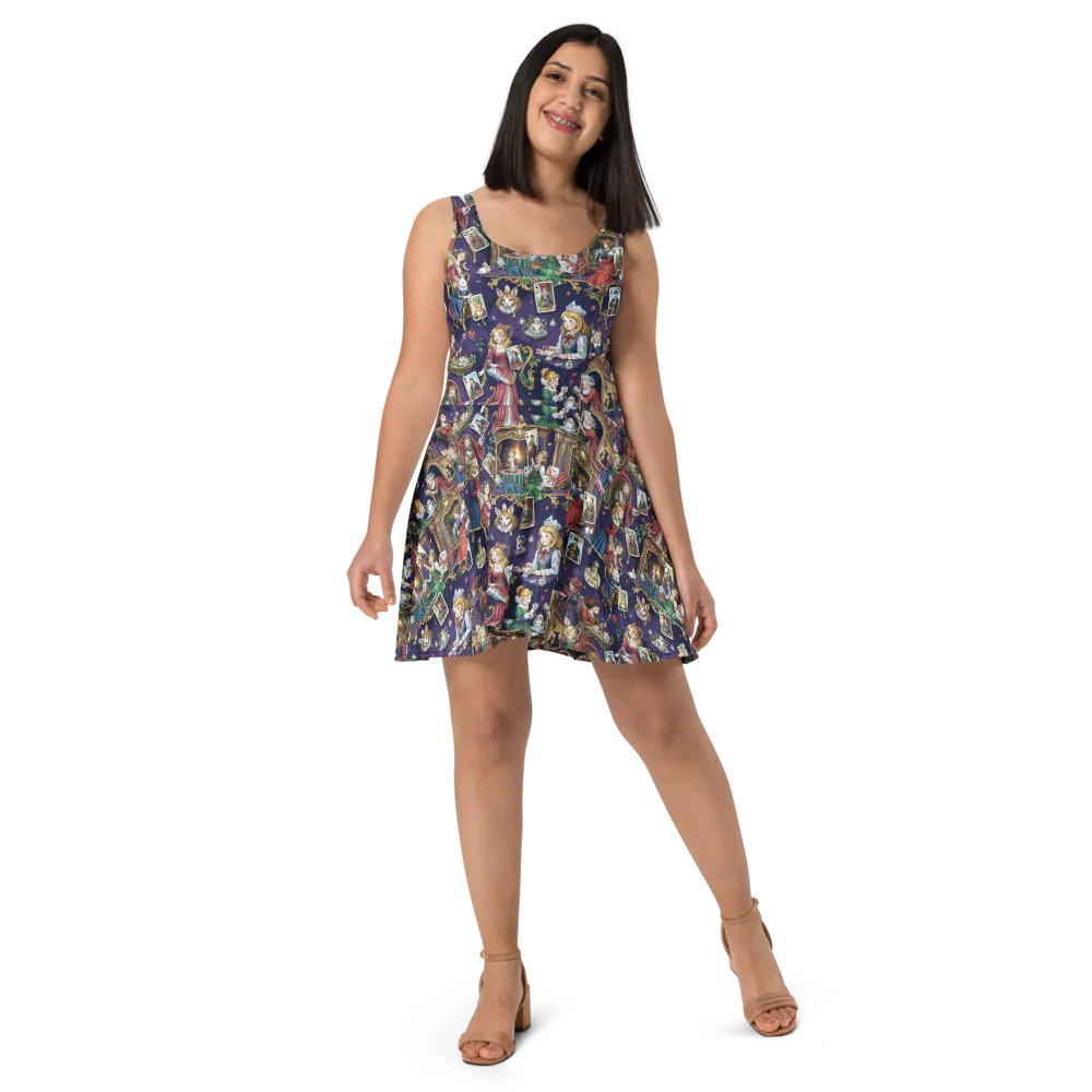 Wonderland Tableau on Skater Dress — Front