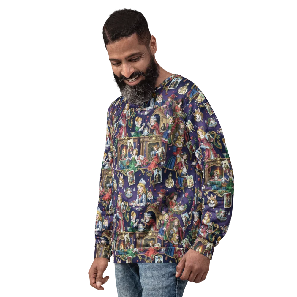 Wonderland Tableau on Sweatshirt — Left Front