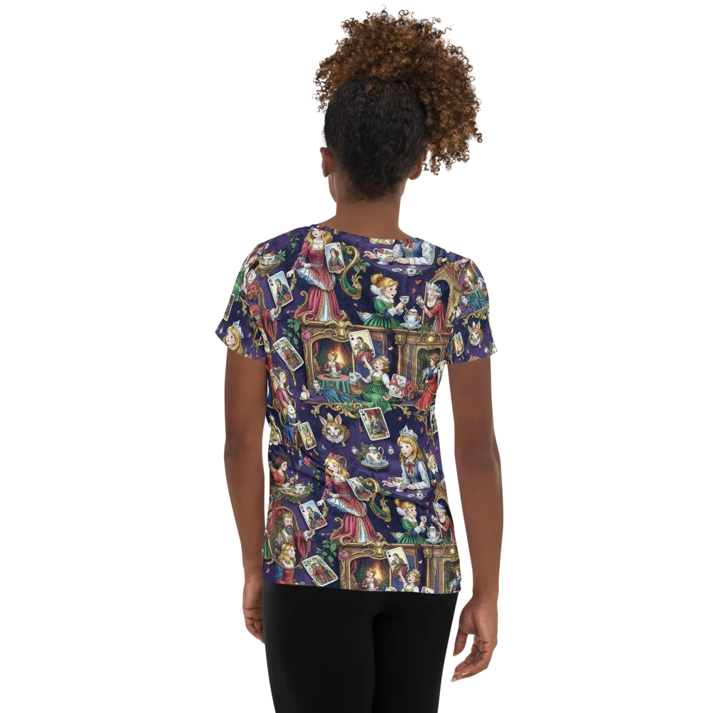 Wonderland Tableau on Women's Athletic T-Shirt — Back