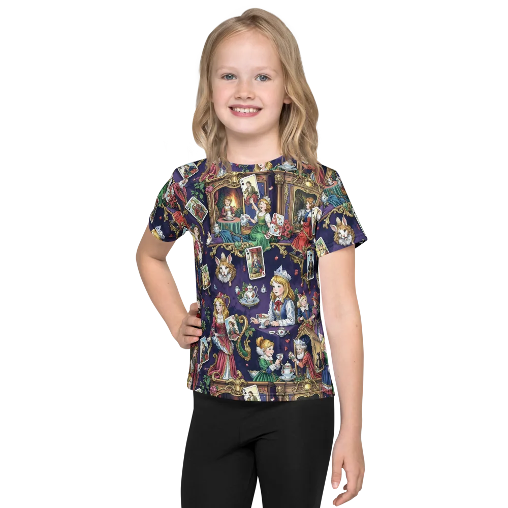 Wonderland Tableau on Kids Crew Neck T-Shirt — Front