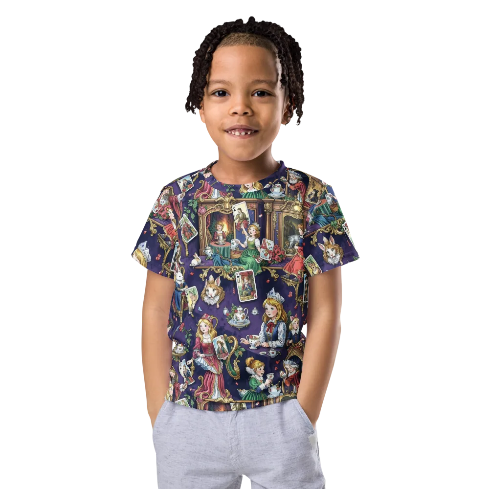 Wonderland Tableau on Kids Crew Neck T-Shirt — Front