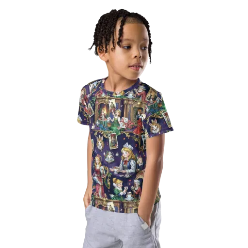 Wonderland Tableau on a Kids Crew Neck T-Shirt