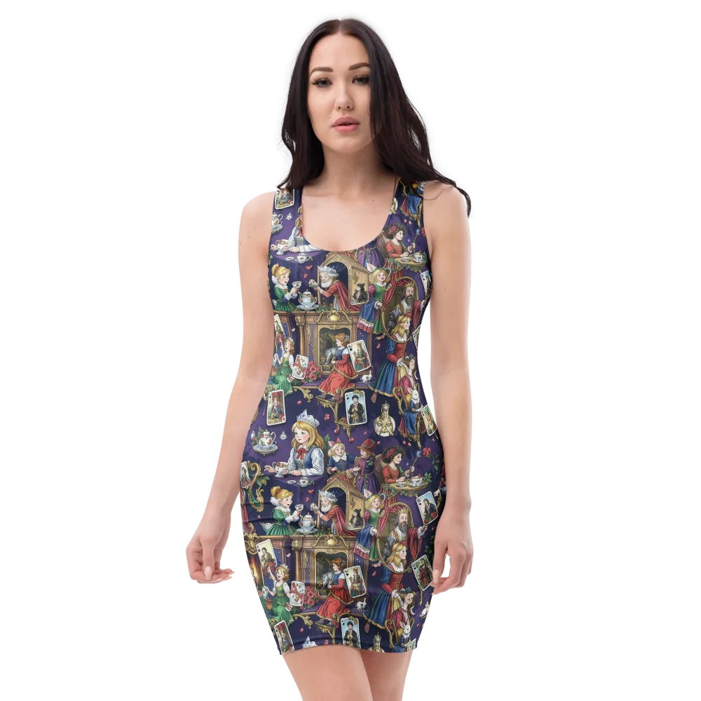 Wonderland Tableau on Bodycon Dress — Front