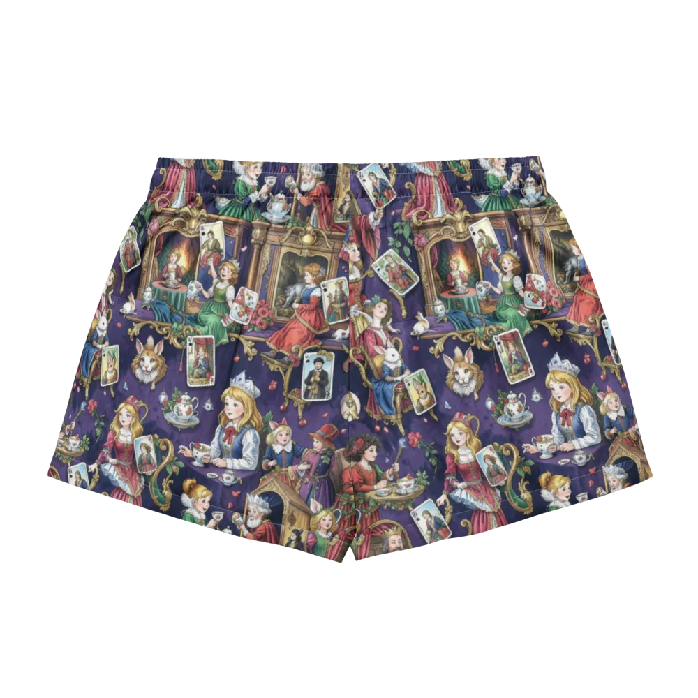 Wonderland Tableau on Women's Pajama Shorts — Back