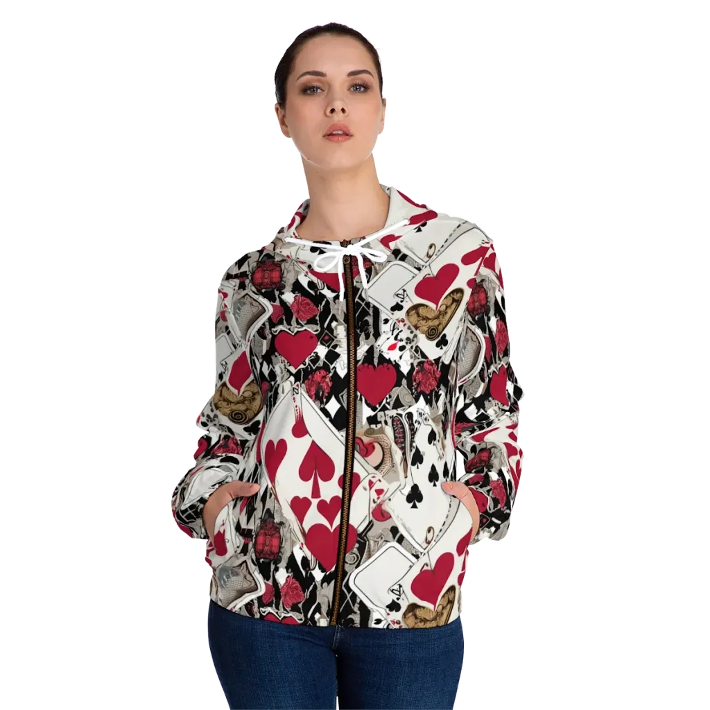 Velvet Gambit on Women's Full-Zip Hoodie — Front On Person