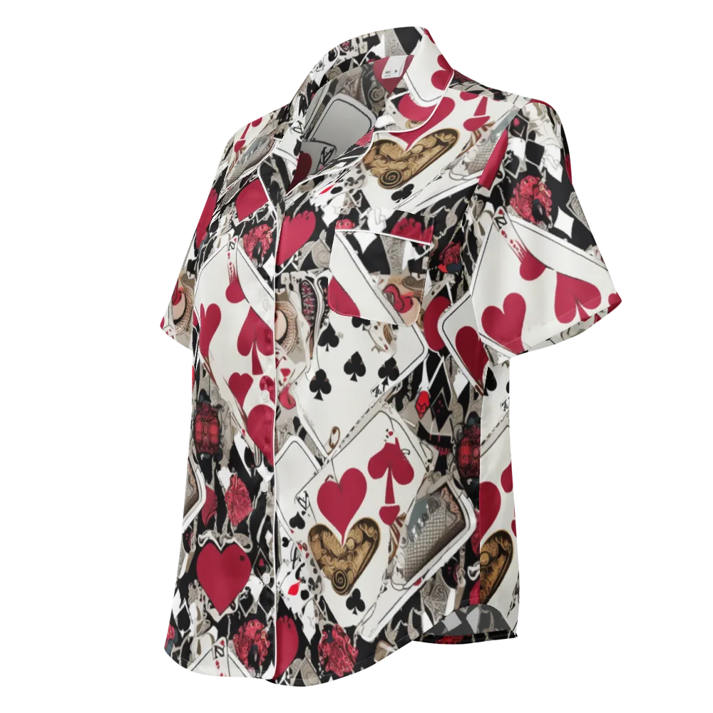 Velvet Gambit on Women's Short Sleeve Pajama Top — Left Front