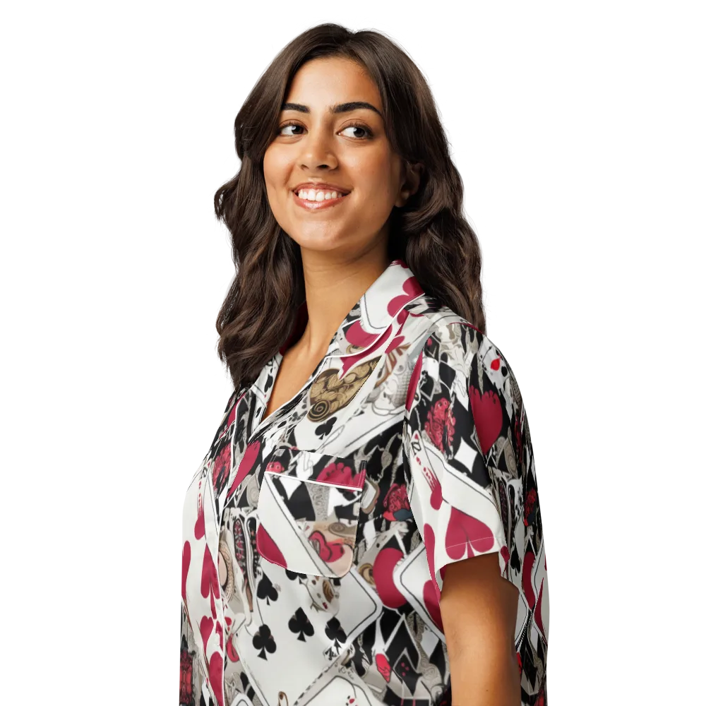 Velvet Gambit on Women's Short Sleeve Pajama Top — Left Front