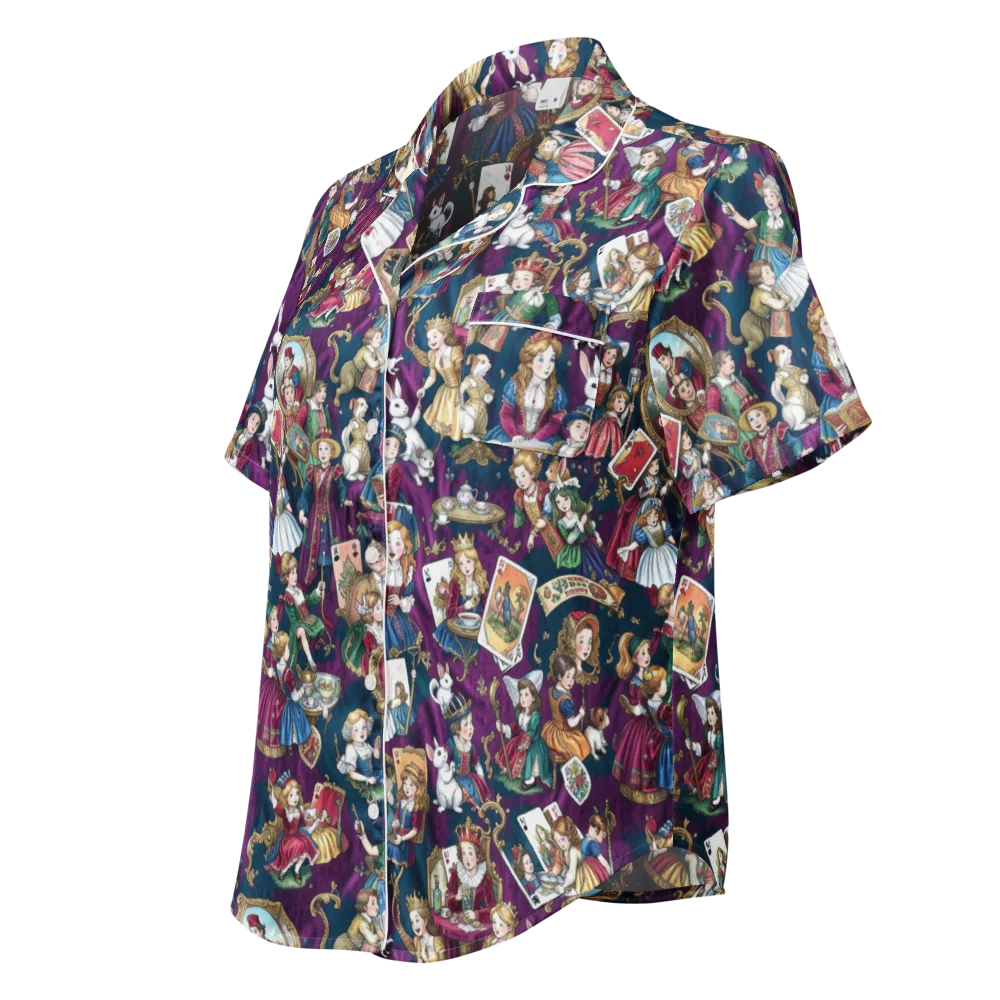 Wonderland Court on Women's Short Sleeve Pajama Top — Left Front