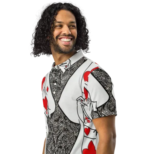 Heartbreak Hourglass on a Men's Slim Fit Polo Shirt