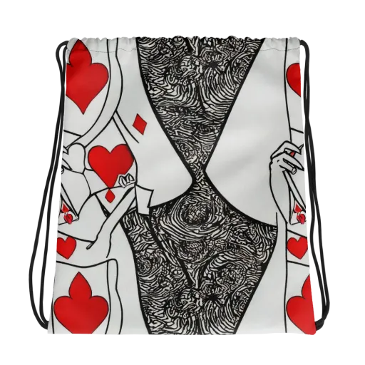 Heartbreak Hourglass on a Drawstring Bag