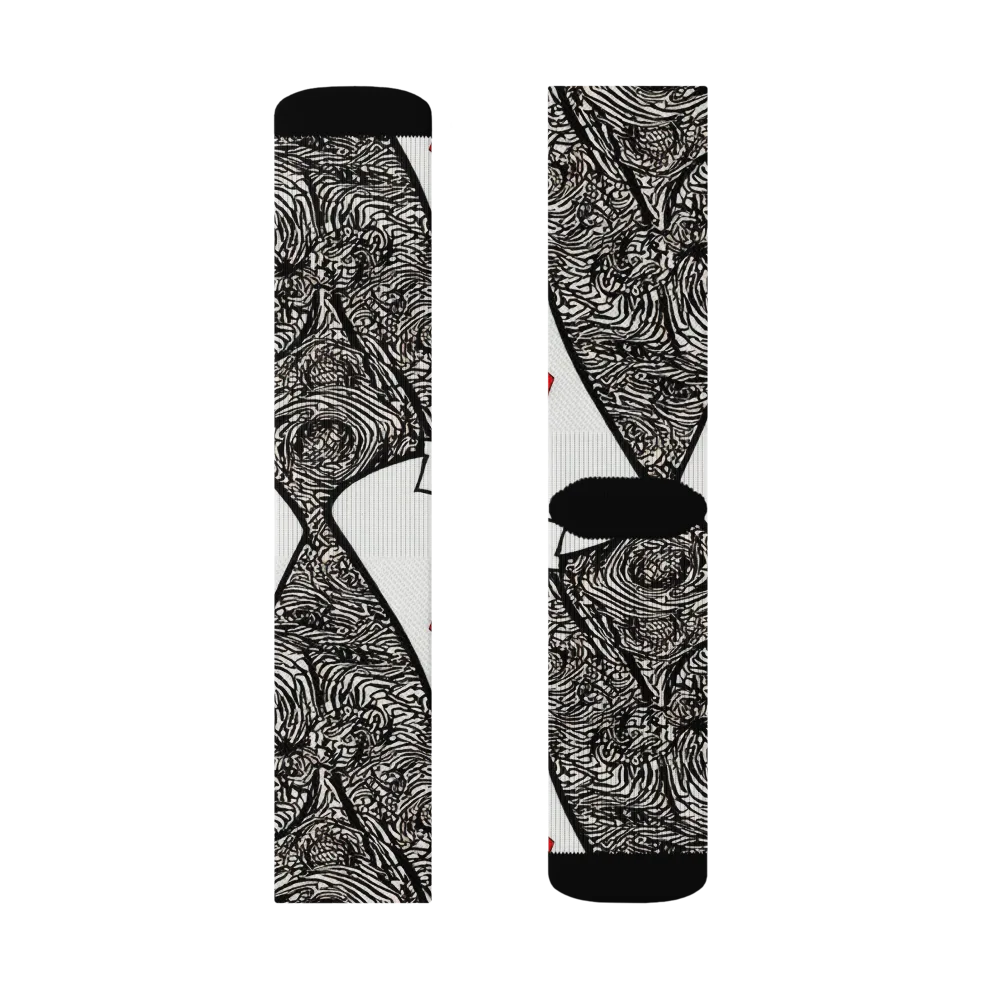 Heartbreak Hourglass on Socks — Left Sock