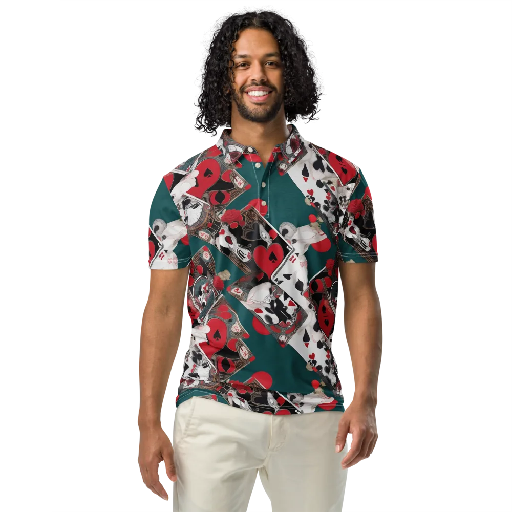 Wonderland Wager on Men's Slim Fit Polo Shirt — Front