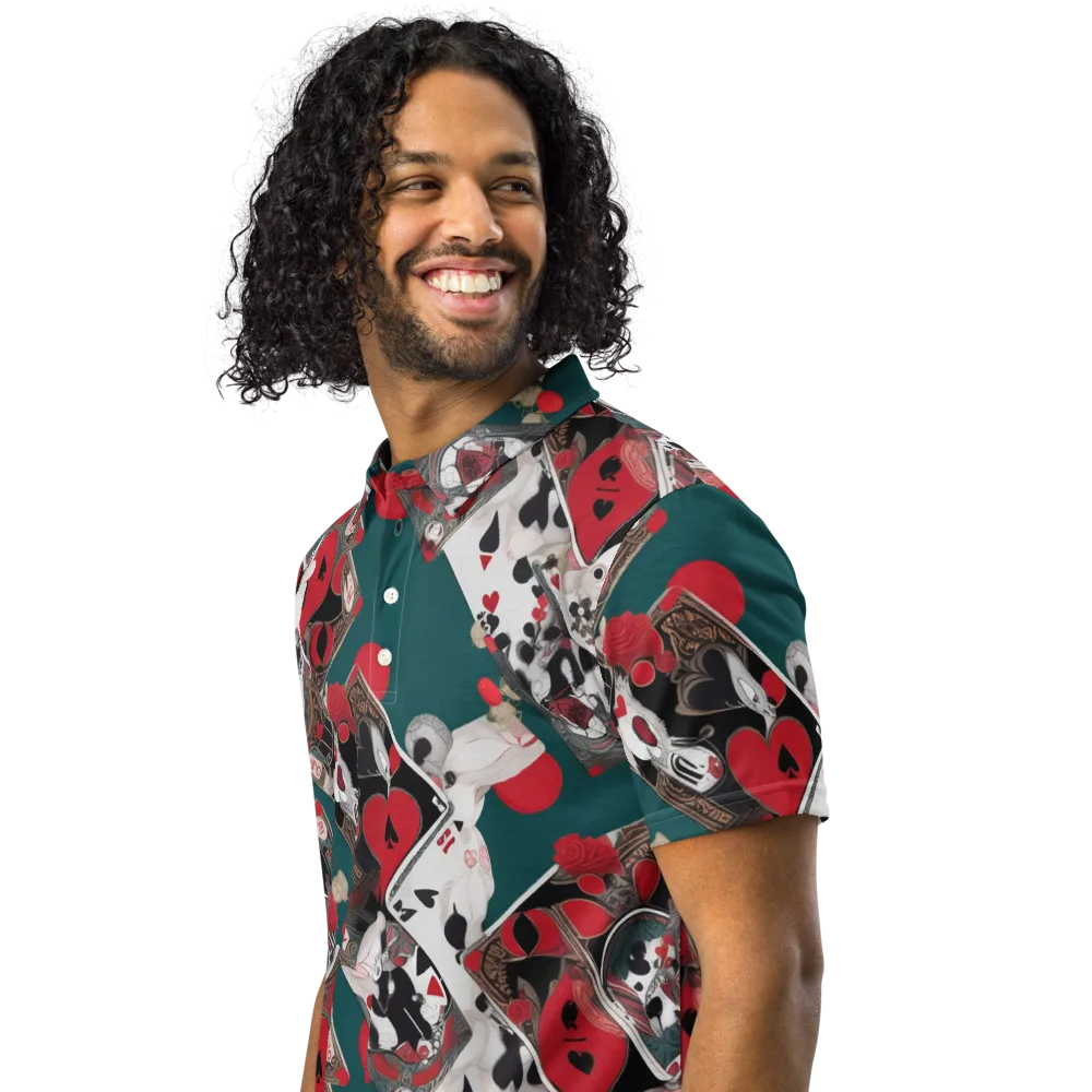 Wonderland Wager on Men's Slim Fit Polo Shirt — Left Front
