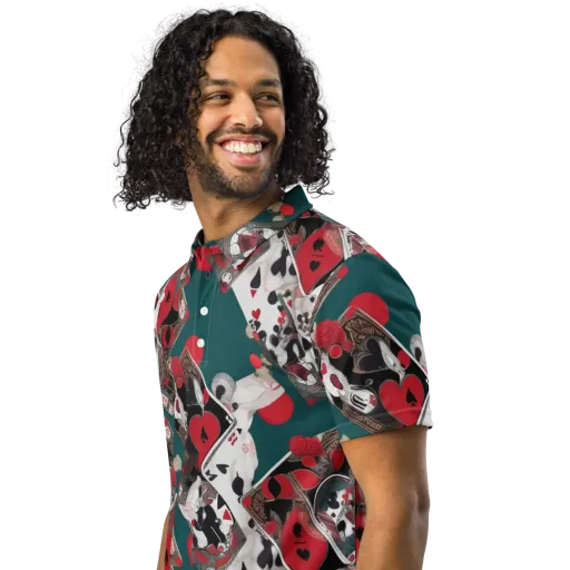 Wonderland Wager on a Men's Slim Fit Polo Shirt