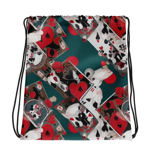 Wonderland Wager on a Drawstring Bag