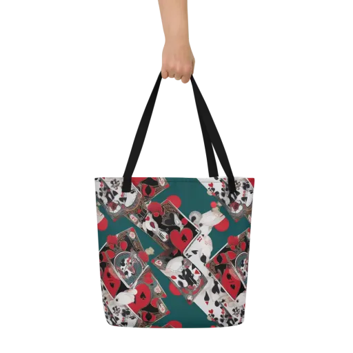 Wonderland Wager on a Large Tote Bag W/ Pocket