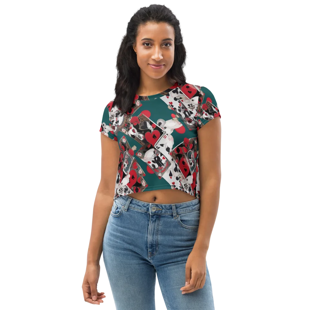 Wonderland Wager on Crop Tee — Front