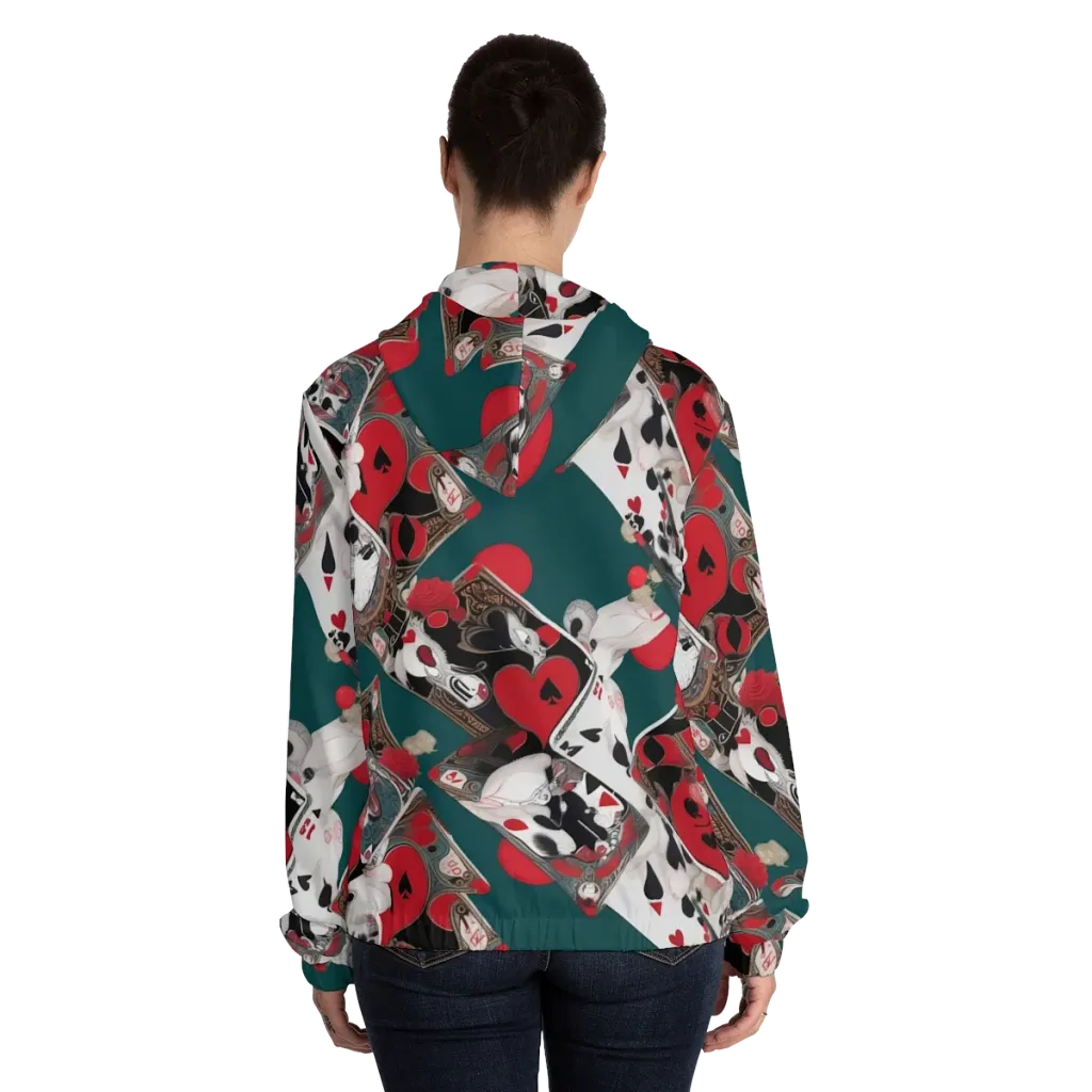 Wonderland Wager on Women's Full-Zip Hoodie — Back On Person
