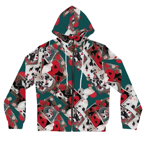 Wonderland Wager on a Women's Full-Zip Hoodie