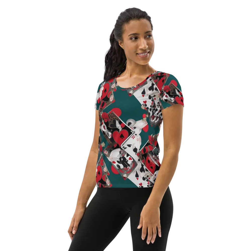 Wonderland Wager on Women's Athletic T-Shirt — Left