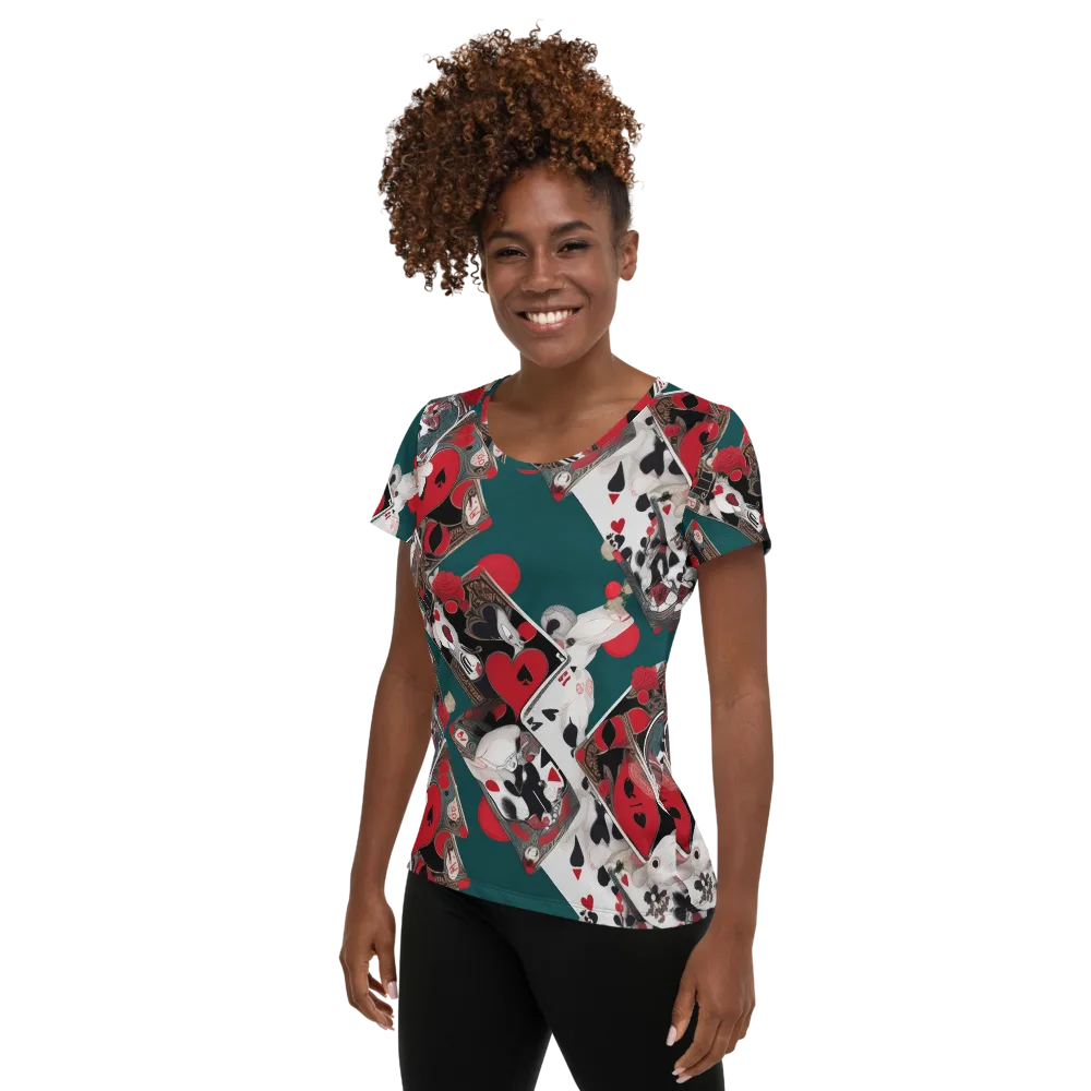Wonderland Wager on Women's Athletic T-Shirt — Left