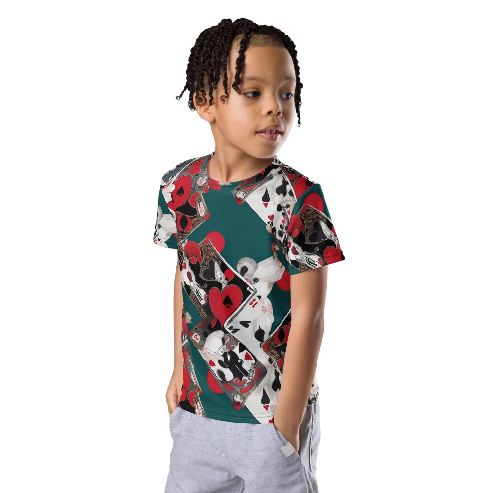 Wonderland Wager on Kids Crew Neck T-Shirt — Left Front