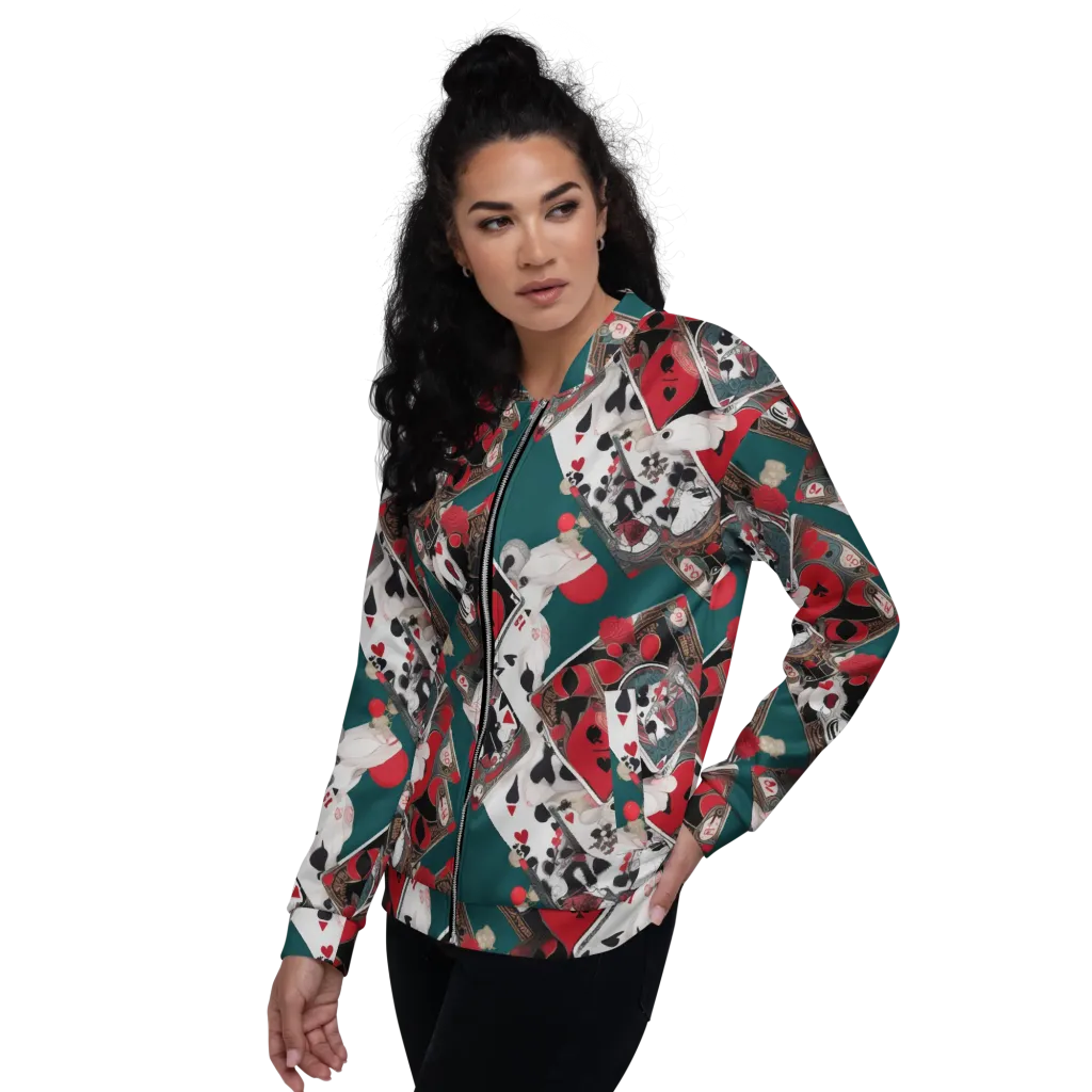 Wonderland Wager on Bomber Jacket — Left