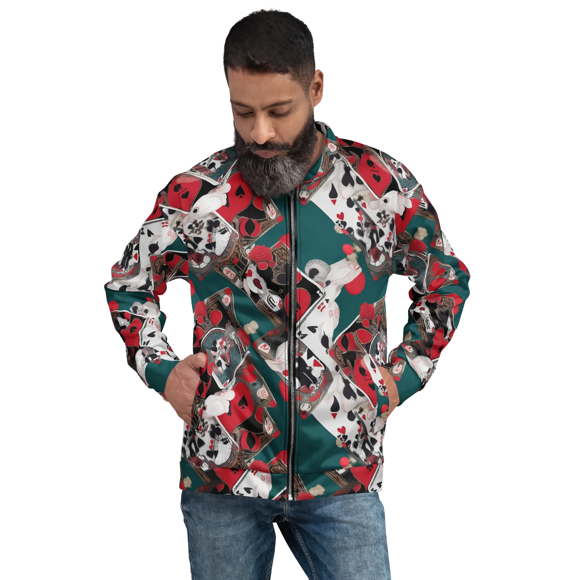 Wonderland Wager on Bomber Jacket — Front