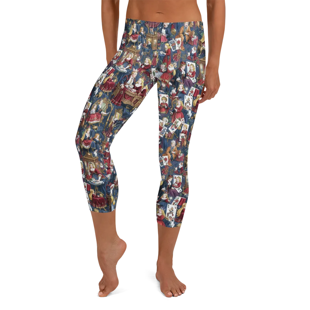 Royal Tea Party on Capri Leggings — Front