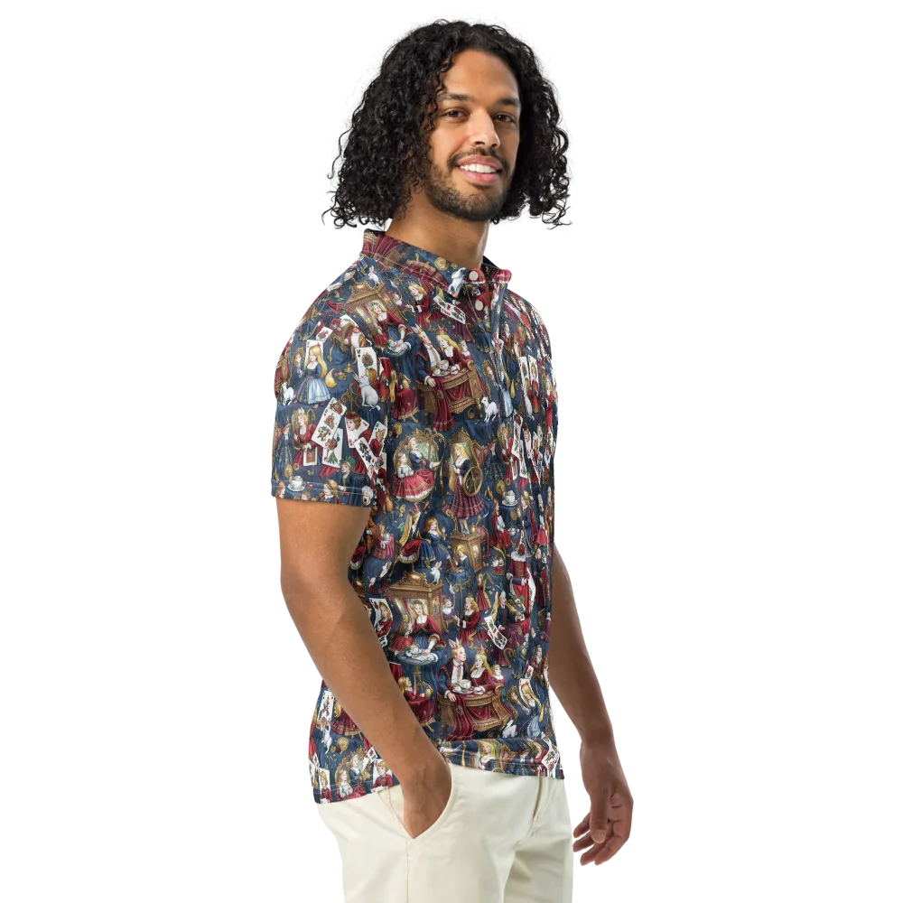 Royal Tea Party on Men's Slim Fit Polo Shirt — Right Front