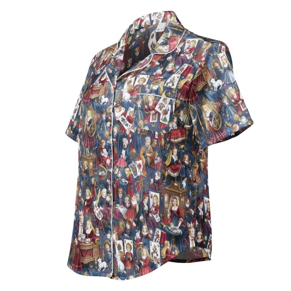 Royal Tea Party on Women's Short Sleeve Pajama Top — Left Front