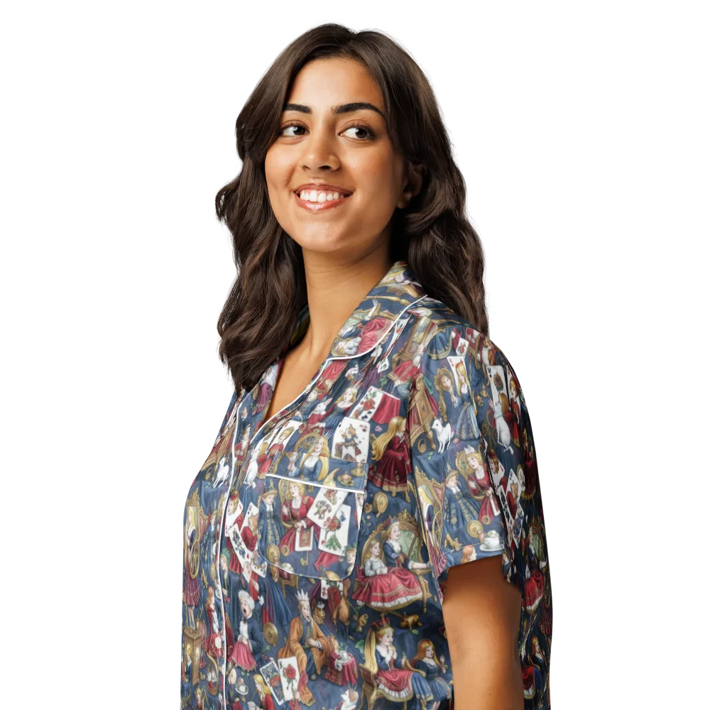 Royal Tea Party on Women's Short Sleeve Pajama Top — Left Front