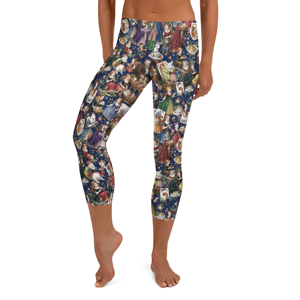 Wonderland Tea Society on Capri Leggings — Front