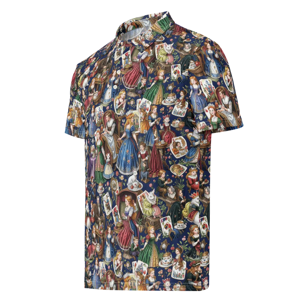 Wonderland Tea Society on Men's Slim Fit Polo Shirt — Left Front