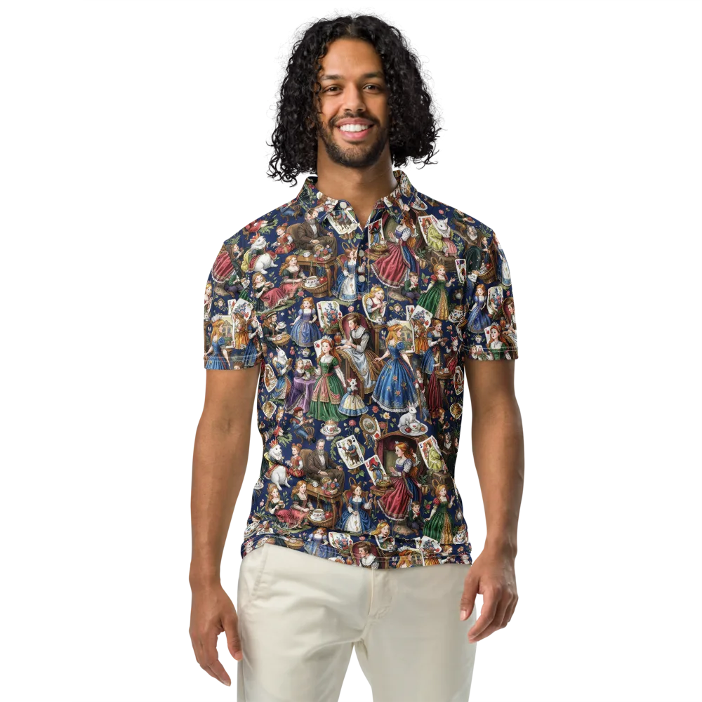 Wonderland Tea Society on Men's Slim Fit Polo Shirt — Front