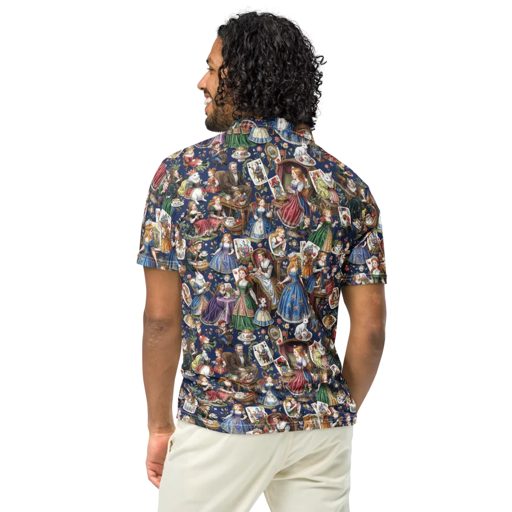 Wonderland Tea Society on Men's Slim Fit Polo Shirt — Back