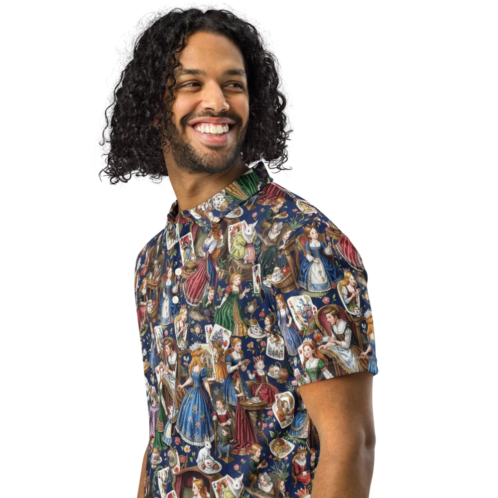 Wonderland Tea Society on Men's Slim Fit Polo Shirt — Left Front