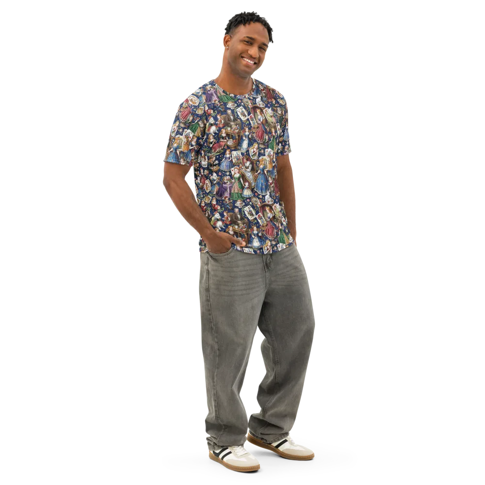 Wonderland Tea Society on Men's Cotton Crew Neck T-Shirt — Right Front