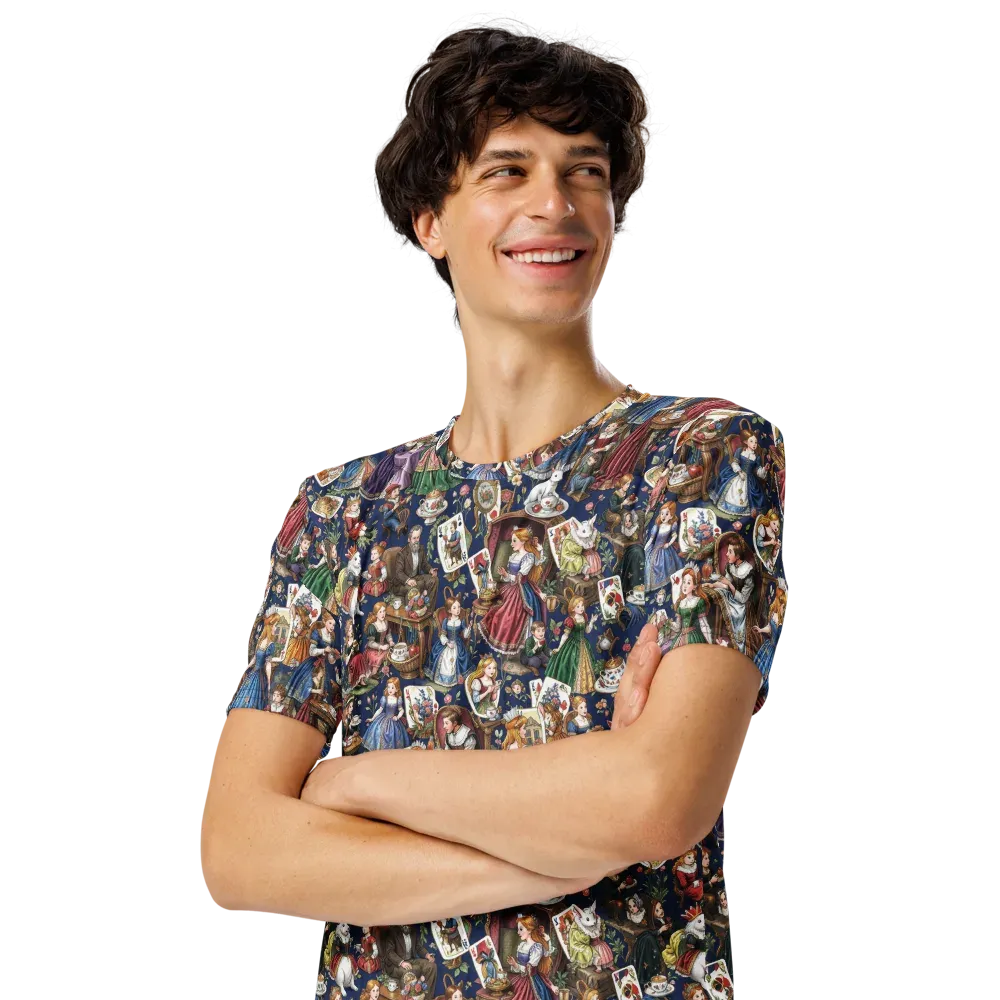 Wonderland Tea Society on Men's Crew Neck T-Shirt — Left Front