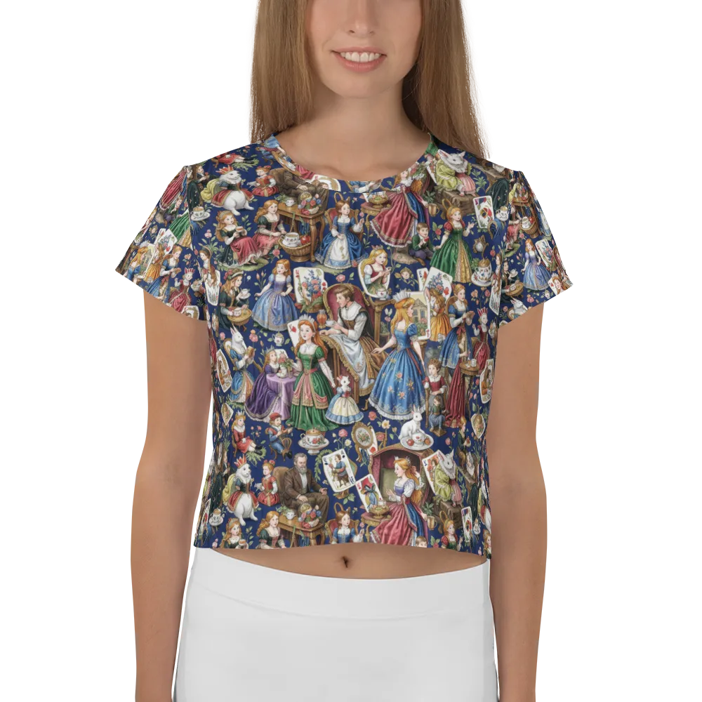 Wonderland Tea Society on Crop Tee — Front