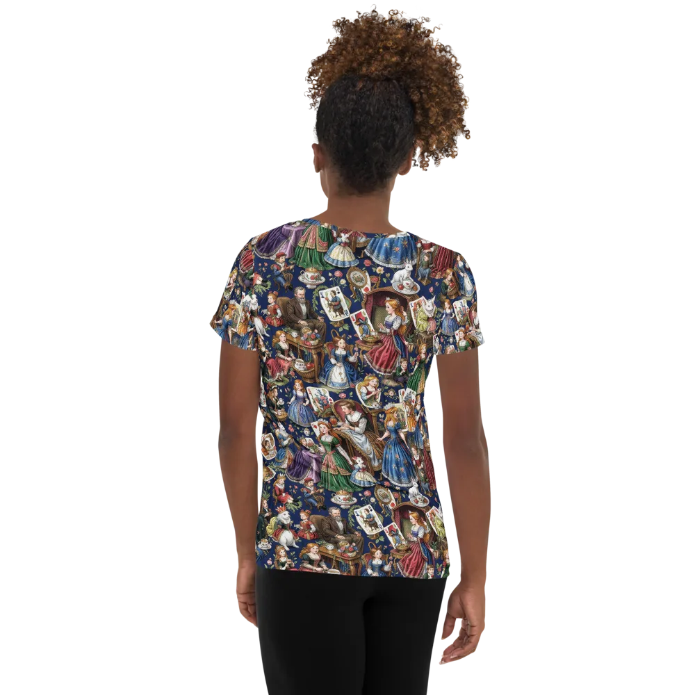 Wonderland Tea Society on Women's Athletic T-Shirt — Back