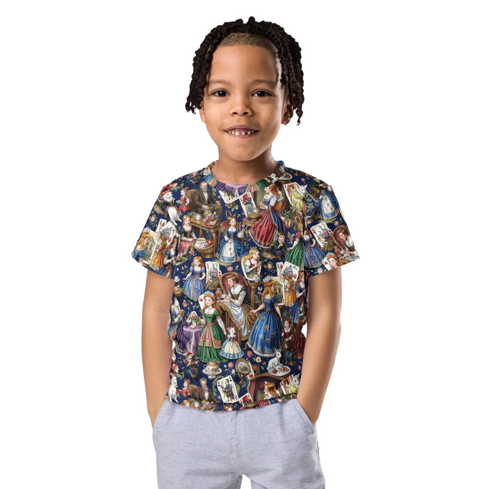 Wonderland Tea Society on Kids Crew Neck T-Shirt — Front