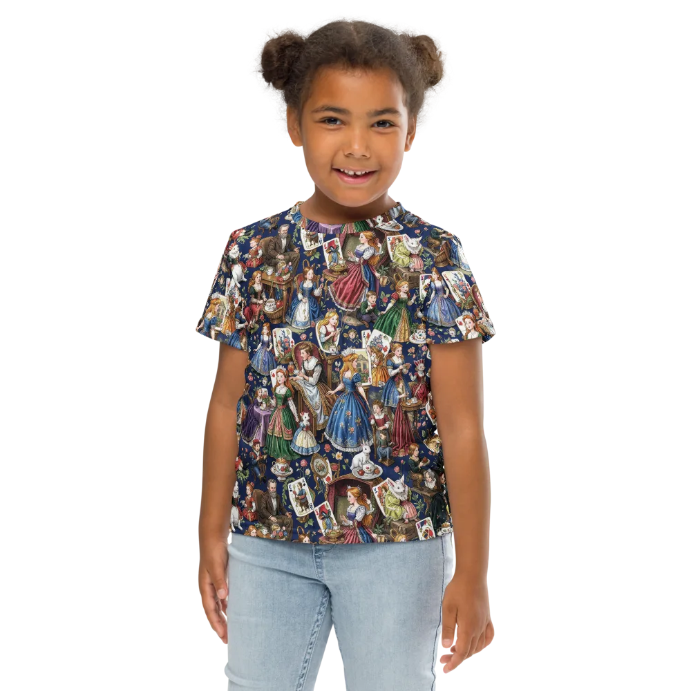 Wonderland Tea Society on Kids Crew Neck T-Shirt — Front